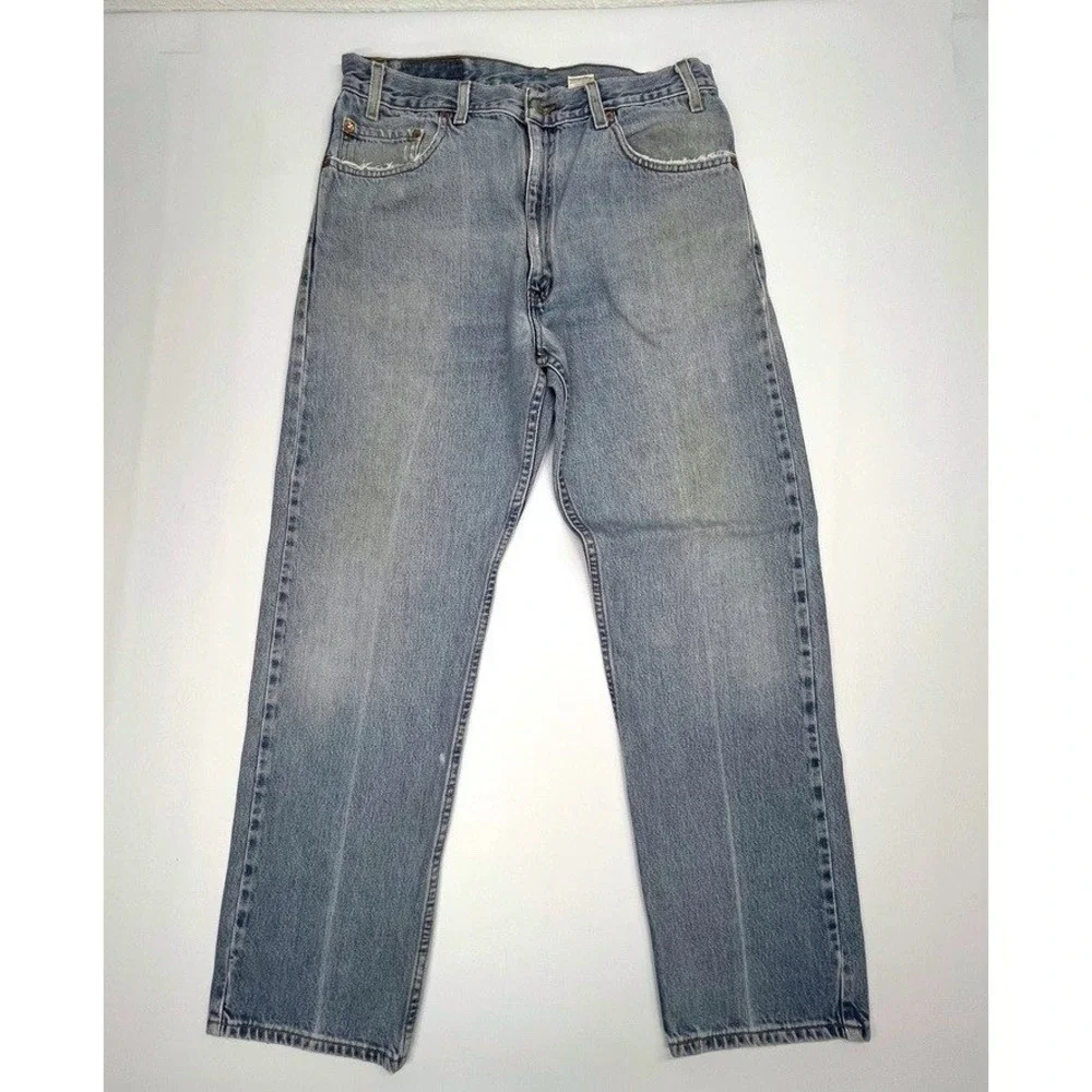 Levis 505 Regular Fit Jeans 36x30 Light Wash Blue Vintage 2001 Denim Mens